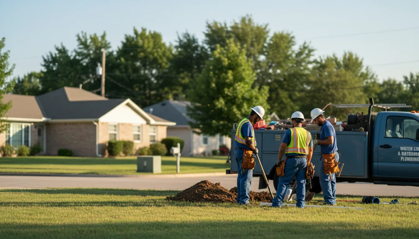 Residential water line and bathroom plumbing service in Emden, MO